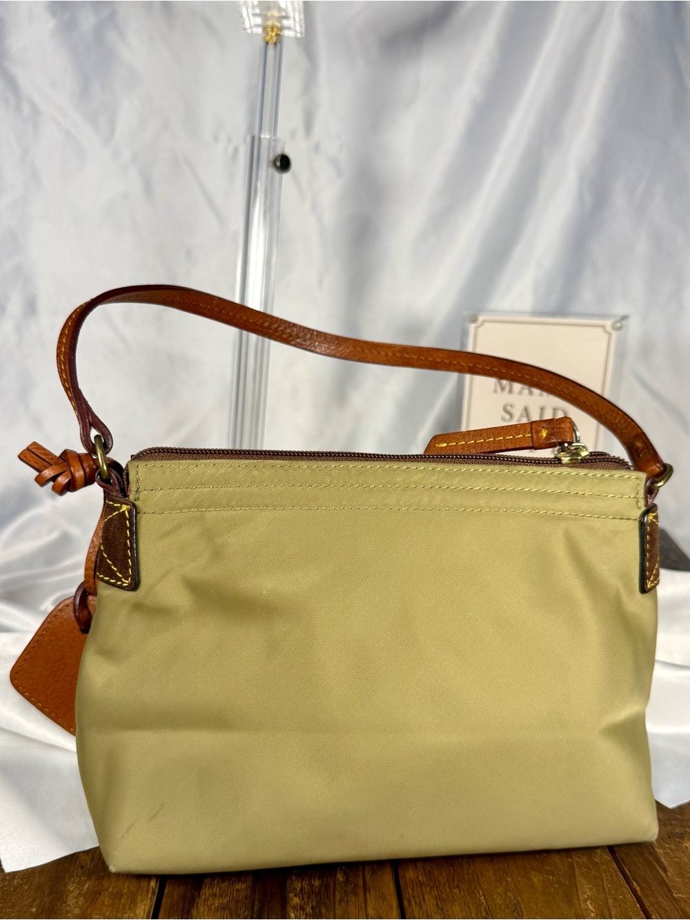 Dooney & Bourke Olive Nylon Shoulder Bag Leather Strap Duck Charm